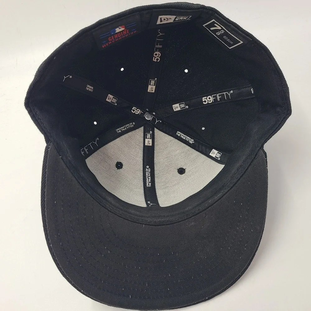 New York Mets Hat‎ Fitted 7 5/8 New Era 59Fifty Black MLB Baseball Logo Wool Men